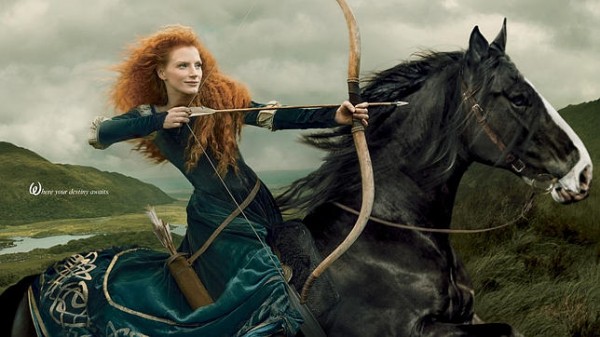 Jessica Chastain as Princess Merida in Latest Disney Dream Portrait by Annie Leibovitz for Walt Disney Parks & Resorts