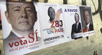 Desvelado el misterio de los carteles electorales de Kevin Spacey en Madrid